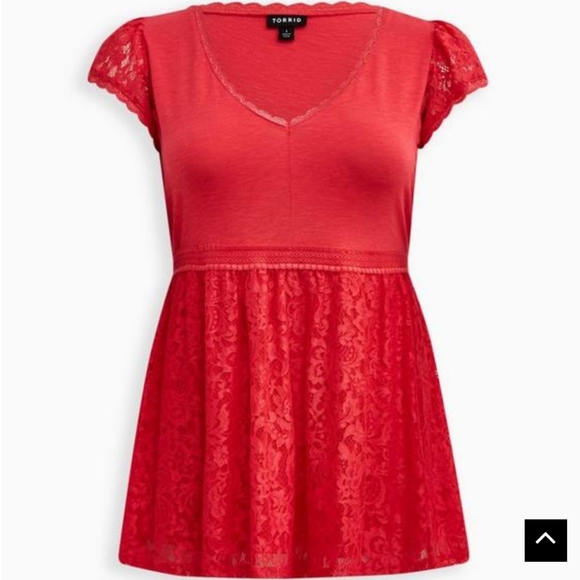 Plus Size 5X Torrid Womens Babydoll Super Soft V-Neck Lace Trim pink shirt top - Picture 5 of 7